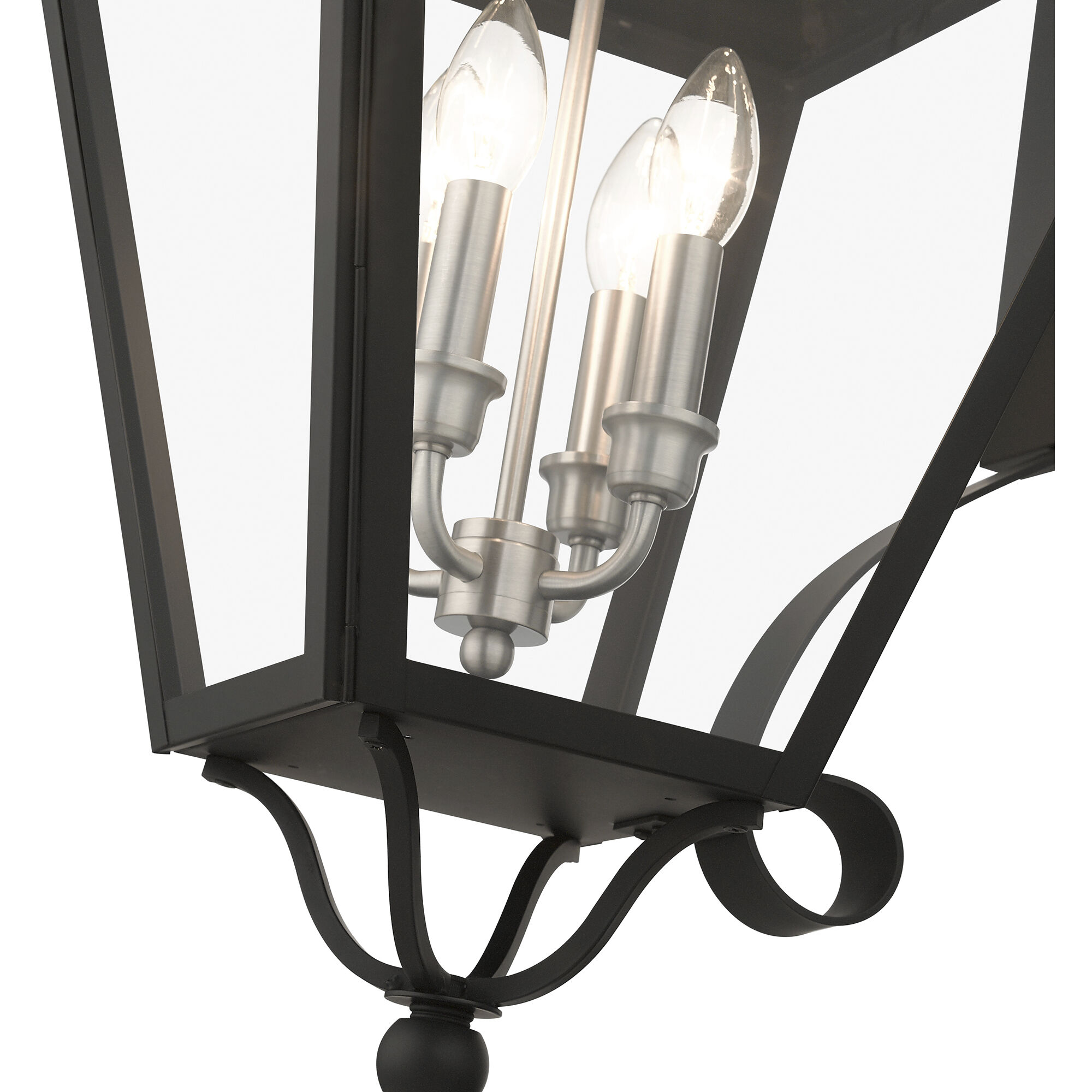 Adams 4 Light 14.25 inch Black with Brushed Nickel Finish Cluster Outdoor Extra Large Wall Lantern Wall Light