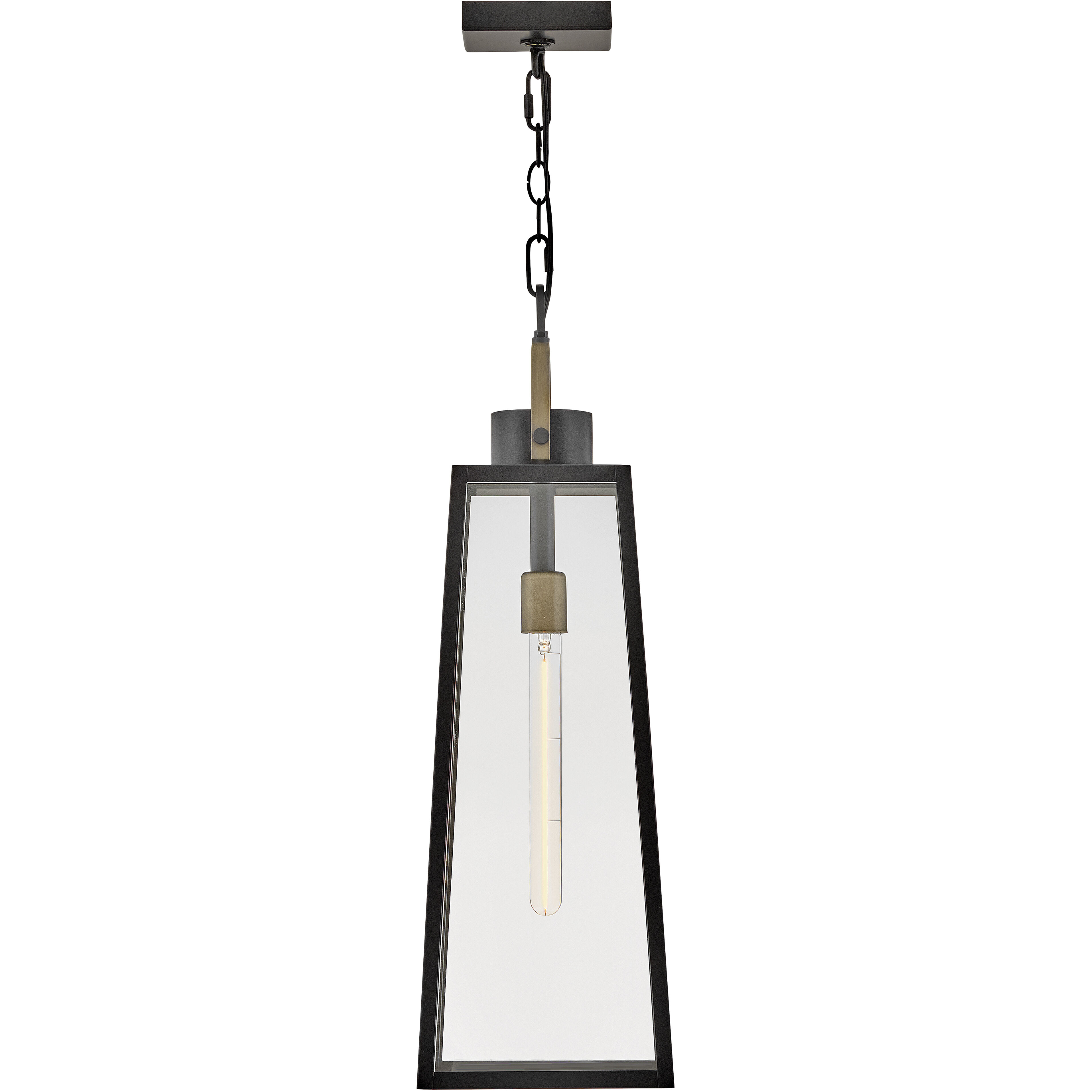 Hugh 1 Light 8.5 inch Black with Burnished Bronze Outdoor Hanging