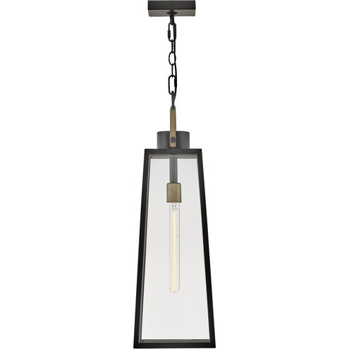 Hugh 1 Light 8.5 inch Black with Burnished Bronze Outdoor Hanging