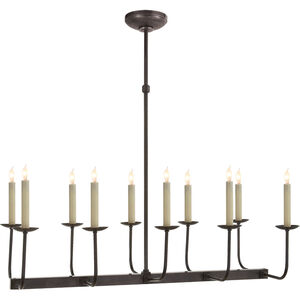 Chapman & Myers Linear Branched 10 Light 35 inch Bronze Linear Chandelier Ceiling Light in (None)