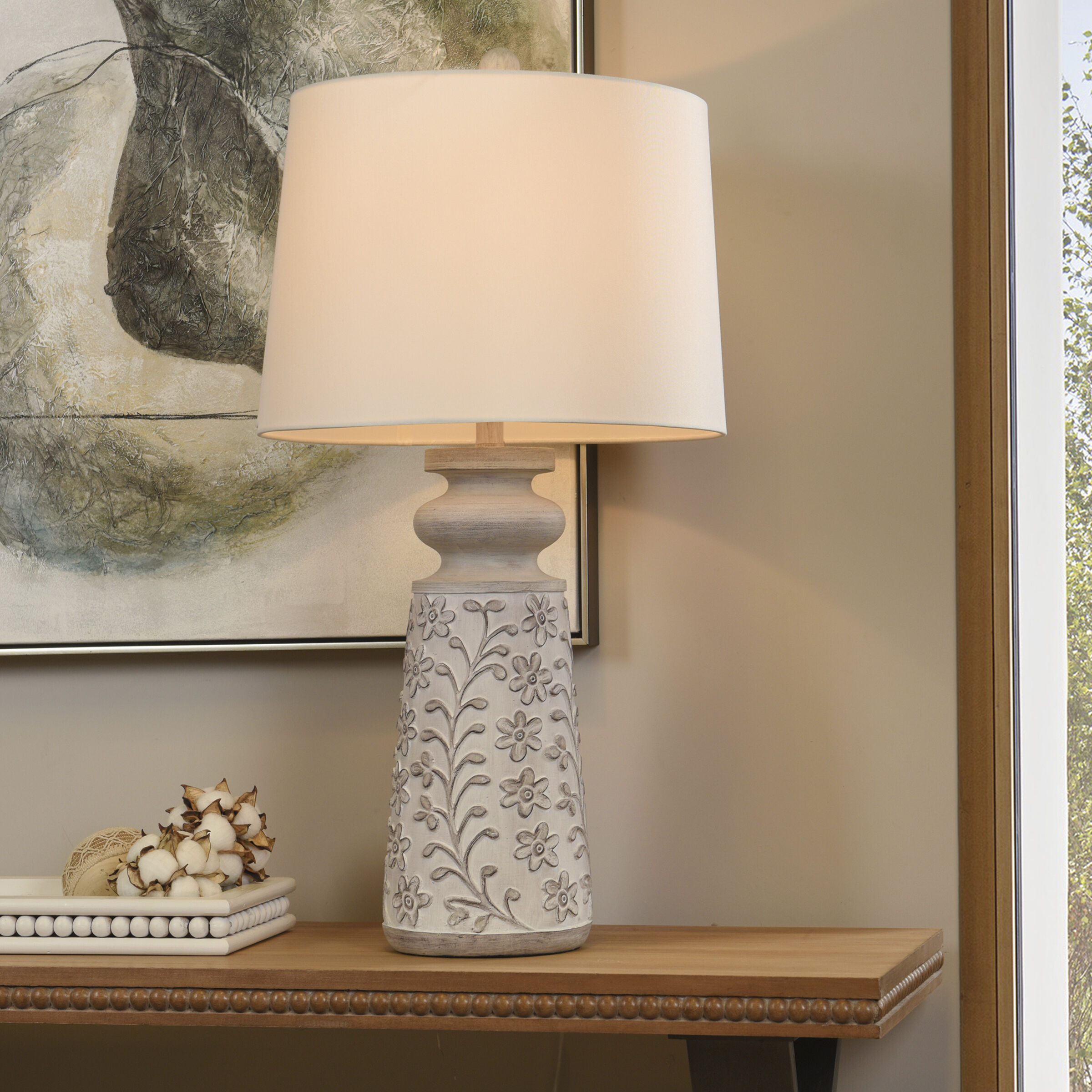 Isaac 32 inch 100.00 watt Greyson and Rubbed White Table Lamp Portable Light