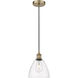 Edison Dome LED 7.5 inch Antique Brass Mini Pendant Ceiling Light in Clear Glass