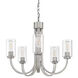 Melina 5 Light 24 inch Brushed Nickel with Clear Chandelier Ceiling Light