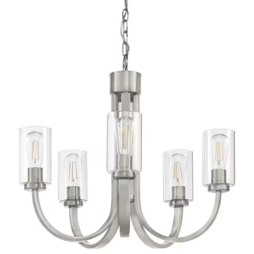 Melina 5 Light 24 inch Brushed Nickel with Clear Chandelier Ceiling Light