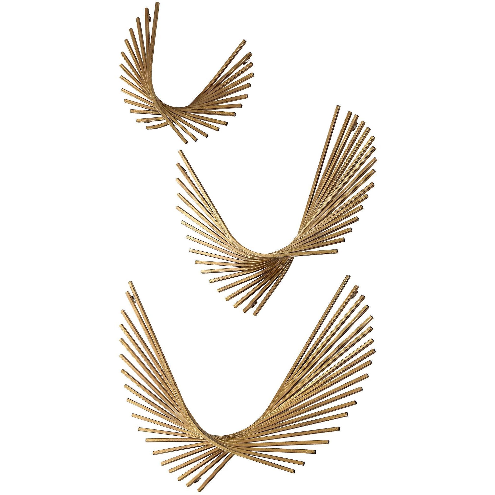 Coreograph Antique Gold Leaf Wall Decor, Set of 3