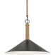 Ocracoke 1 Light 20 inch Blacksmith and Natural Abaca Rope Pendant Ceiling Light