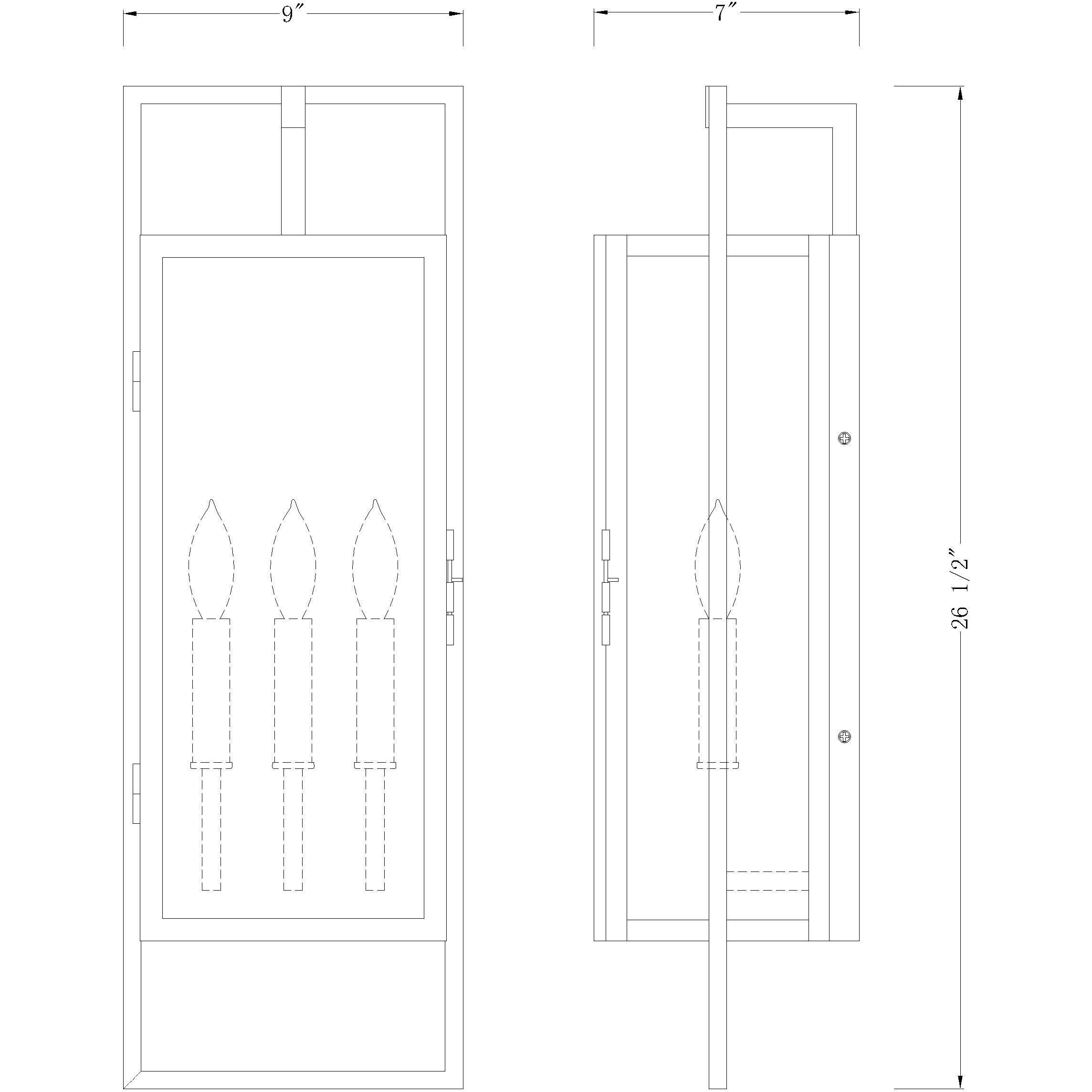 Lucian 3 Light 26.5 inch Black Outdoor Wall Light