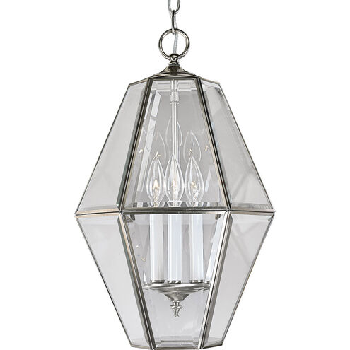Bound Beveled Glass 3 Light 13 inch Brushed Nickel Hall & Foyer Ceiling Light