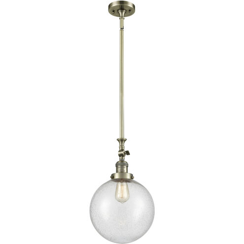 Franklin Restoration Beacon 1 Light 10 inch Antique Brass Mini Pendant Ceiling Light in Incandescent, Seedy, Franklin Restoration