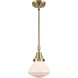 Franklin Restoration Olean 1 Light 7 inch Antique Brass Mini Pendant Ceiling Light in Matte White Glass