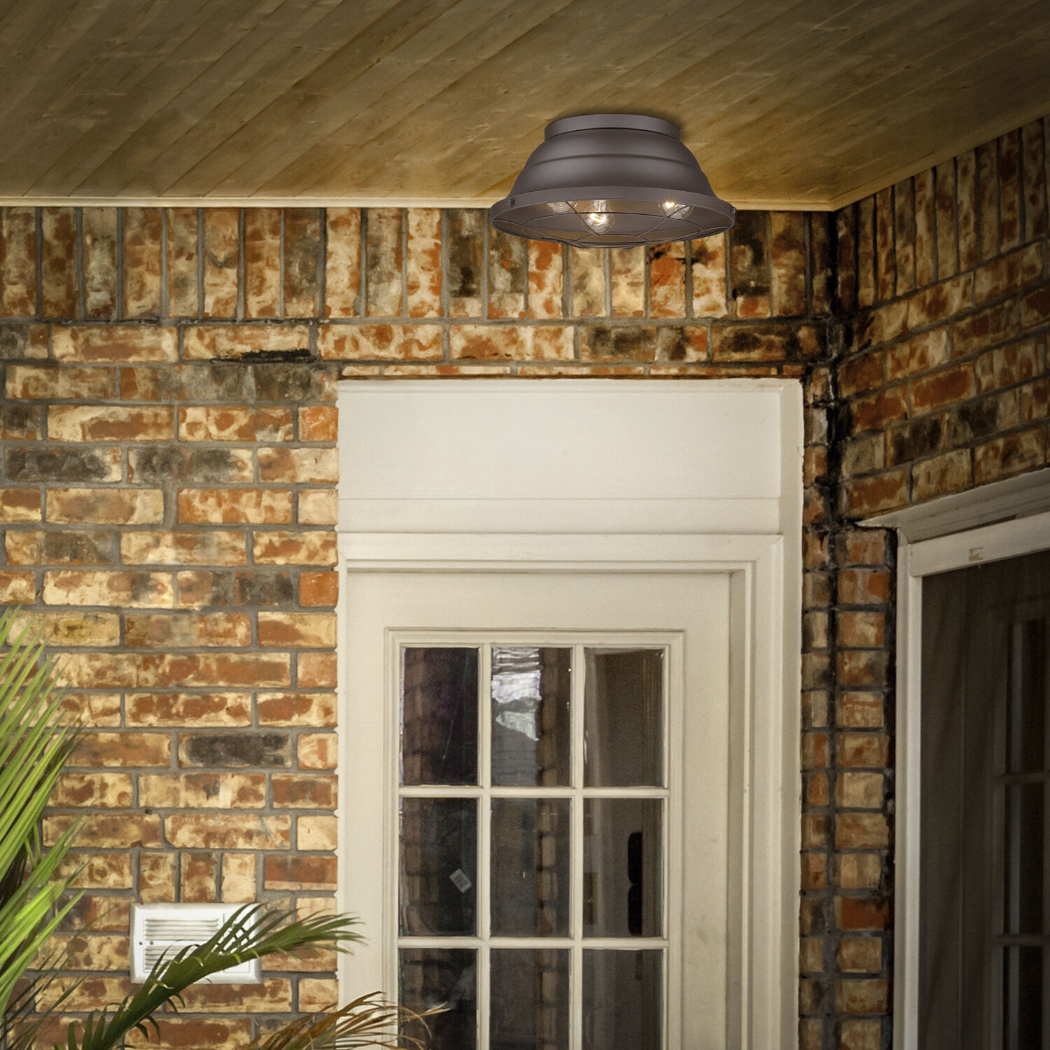 Bartlett 3 Light 7.75 inch Textured Bronze Outdoor Ceiling
