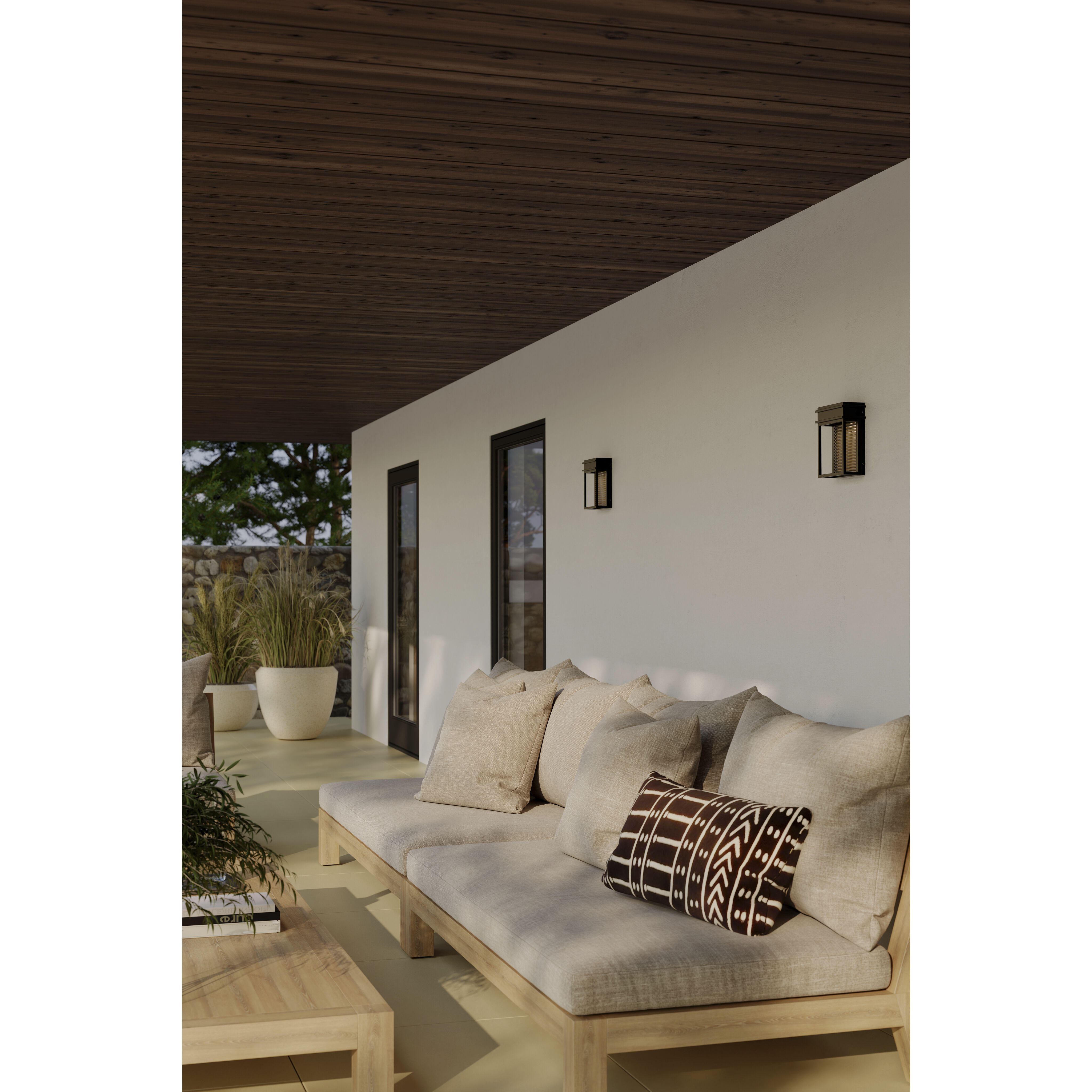 Clyne LED 9 inch Sand Coal Black and Legacy Brass Outdoor Wall Sconce