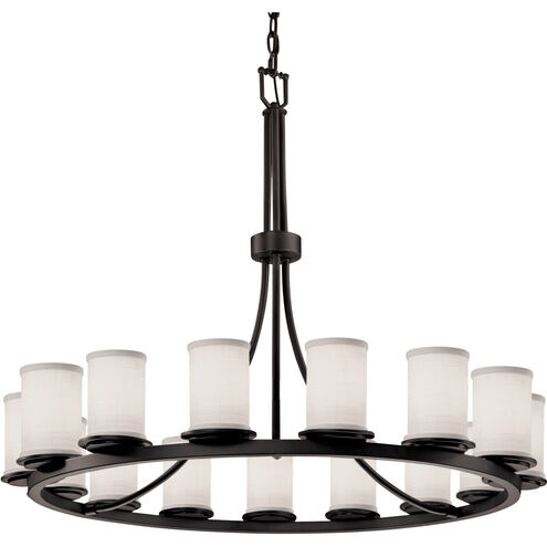 Textile 15 Light 42 inch Matte Black Chandelier Ceiling Light in White, Incandescent