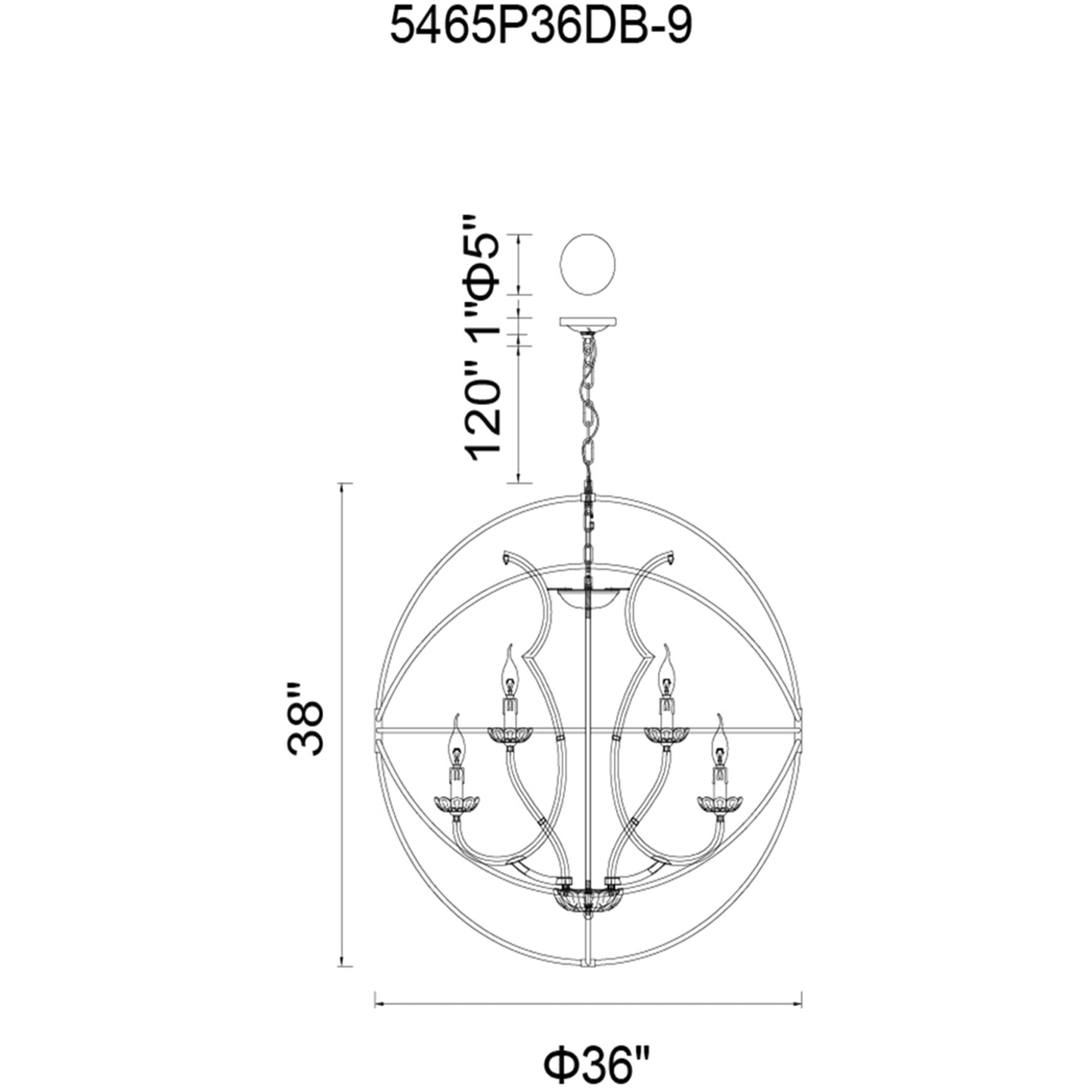 Campechia 9 Light 36 inch Brown Up Chandelier Ceiling Light