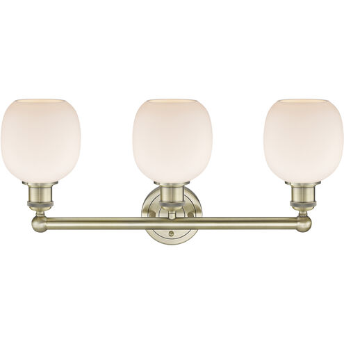 Belfast 3 Light 24 inch Antique Brass Bath Vanity Light Wall Light in Matte White