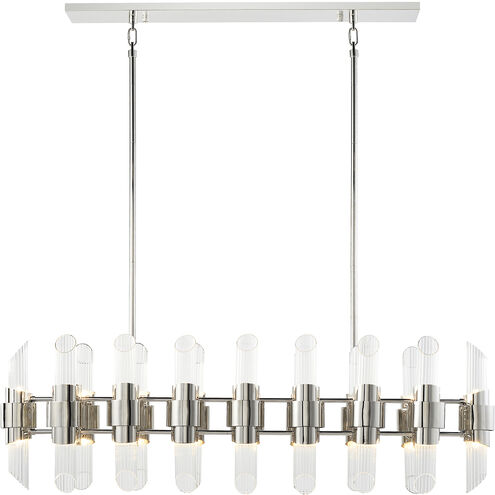 Pillar 32 Light 48 inch Polished Nickel Linear Chandelier Ceiling Light