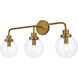 Hanson 3 Light 28 inch Brass Bath Sconce Wall Light