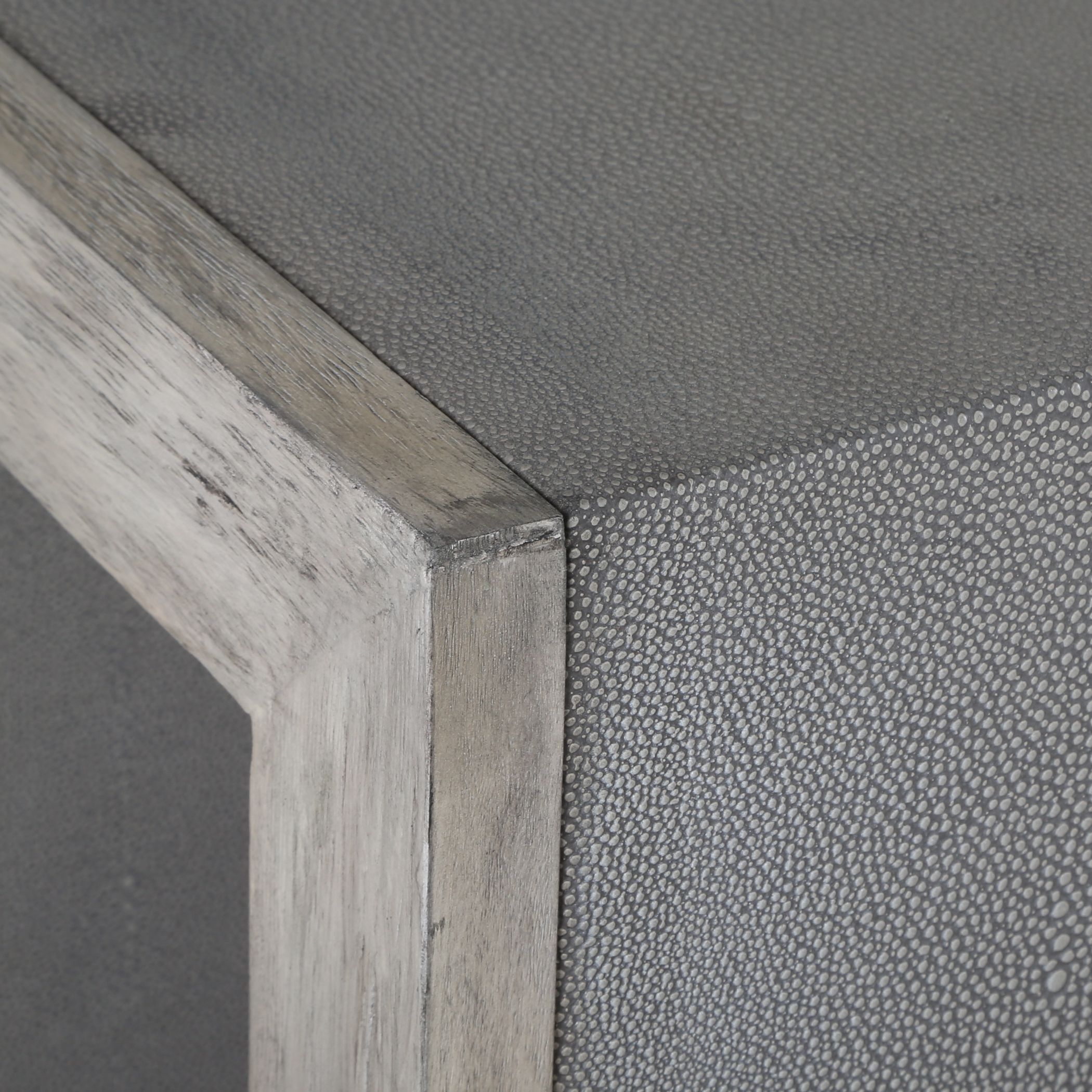 Aerina 24 X 20 inch Light Gray Faux Shagreen and Aged White with Gray End Table