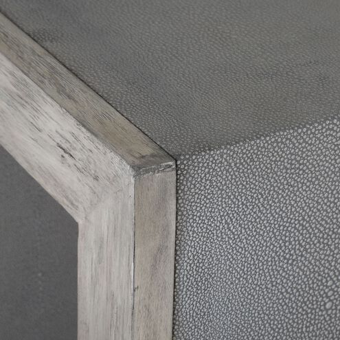 Aerina 24 X 20 inch Light Gray Faux Shagreen and Aged White with Gray End Table