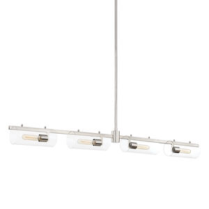 Ariel 4 Light 58 inch Polished Nickel Linear Pendant Ceiling Light
