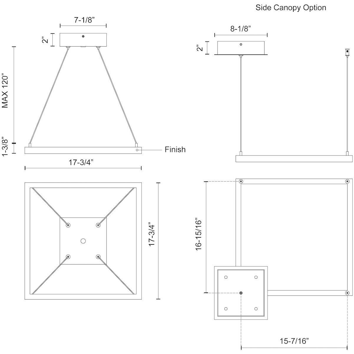 Piazza LED 17.75 inch Brushed Gold Pendant Ceiling Light