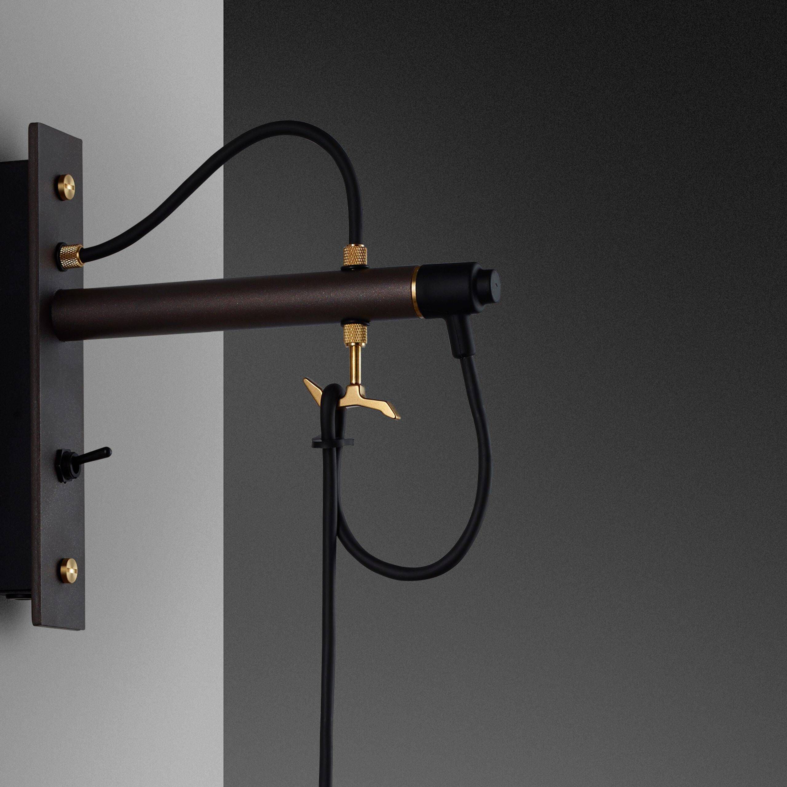 Hooked Wall Light in Graphite / Brass