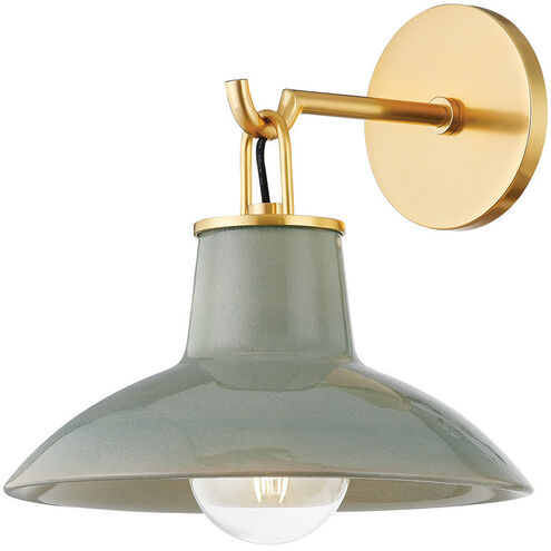Pottersville 1 Light 10.5 inch Aged Brass and Ceramic Moss Crackle Wall Sconce Wall Light