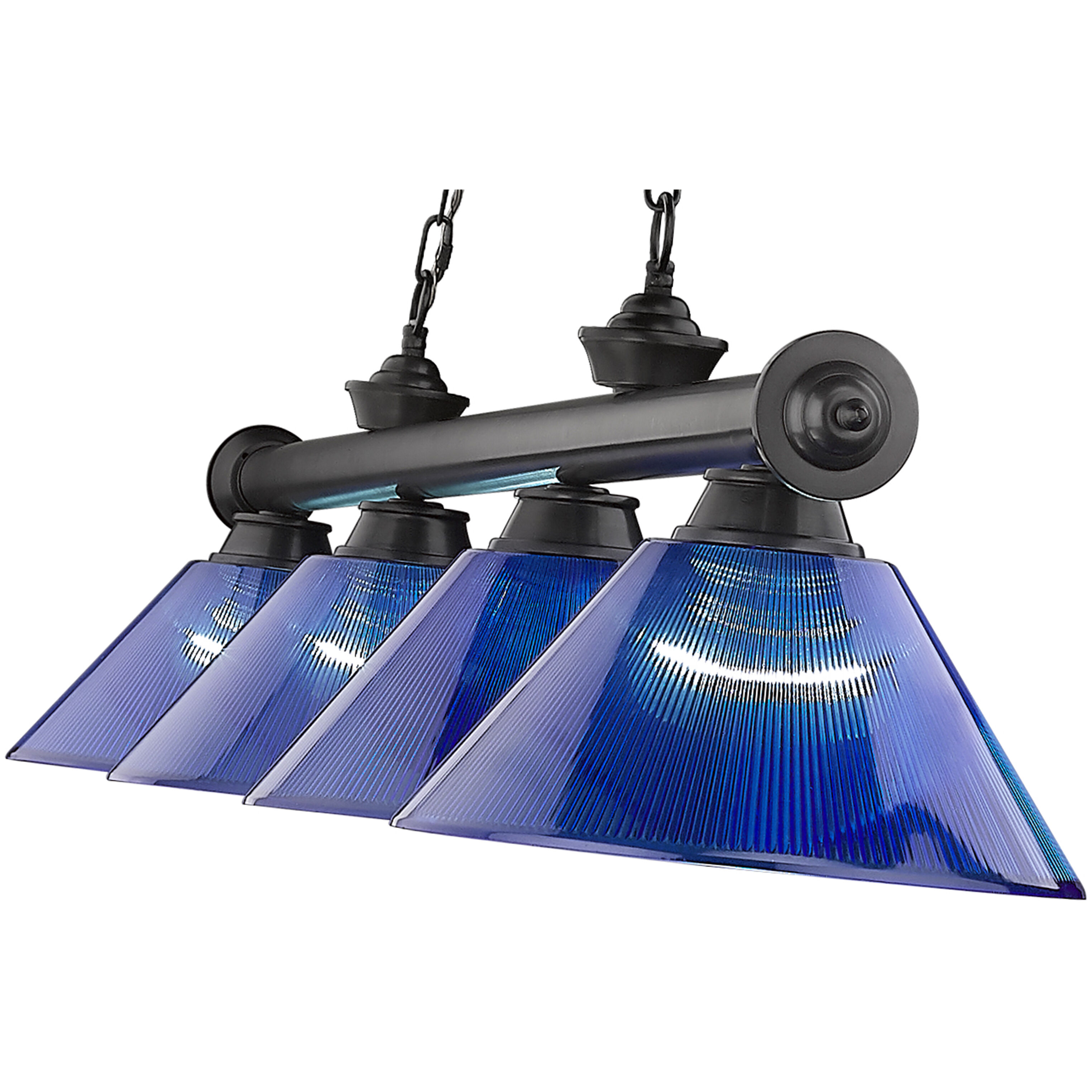 Cordon 4 Light 81.25 inch Bronze Plate Billiard Ceiling Light in Dark Blue Acrylic