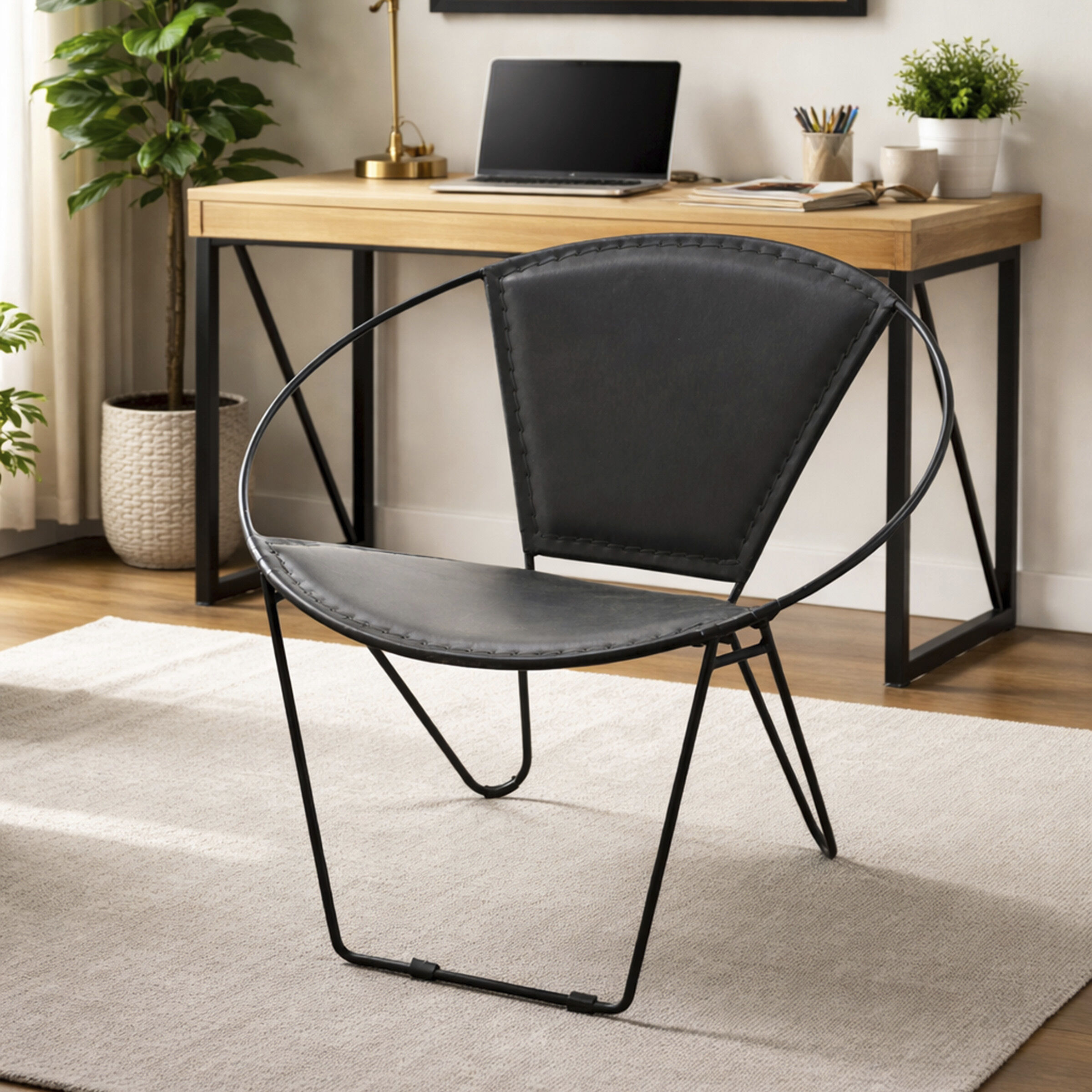 Arcline Black Accent Chair
