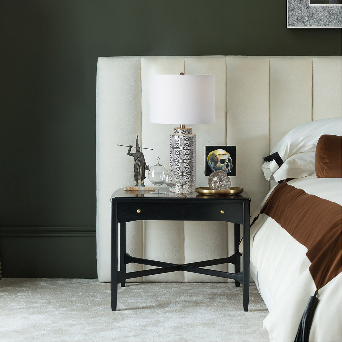 Camden 25 inch 100 watt Silver and White Table Lamp Portable Light