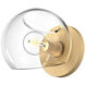 Willow 1 Light 6 inch Brushed Gold Bath Vanity Wall Light in Clear Glass