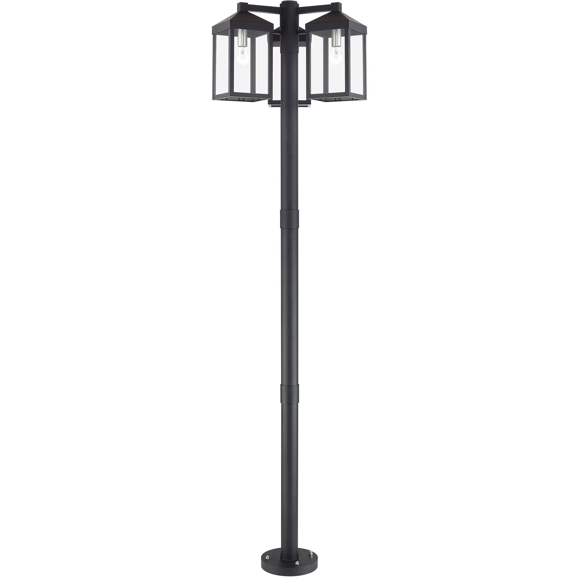 Nyack 3 Light 96.25 inch Black with Brushed Nickel Accents Outdoor 3 Head Post Light