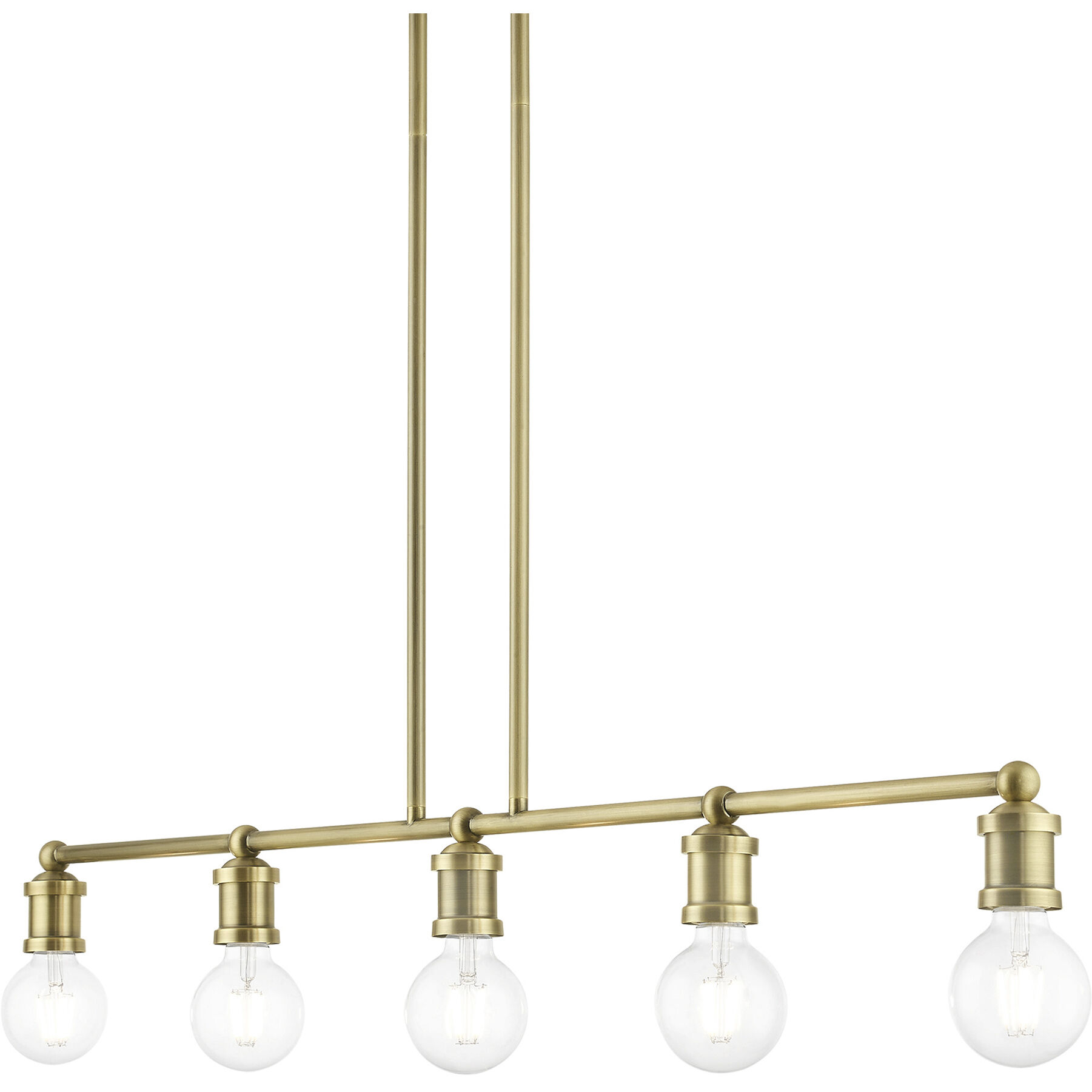 Lansdale 5 Light 40 inch Antique Brass Linear Chandelier Ceiling Light, Large