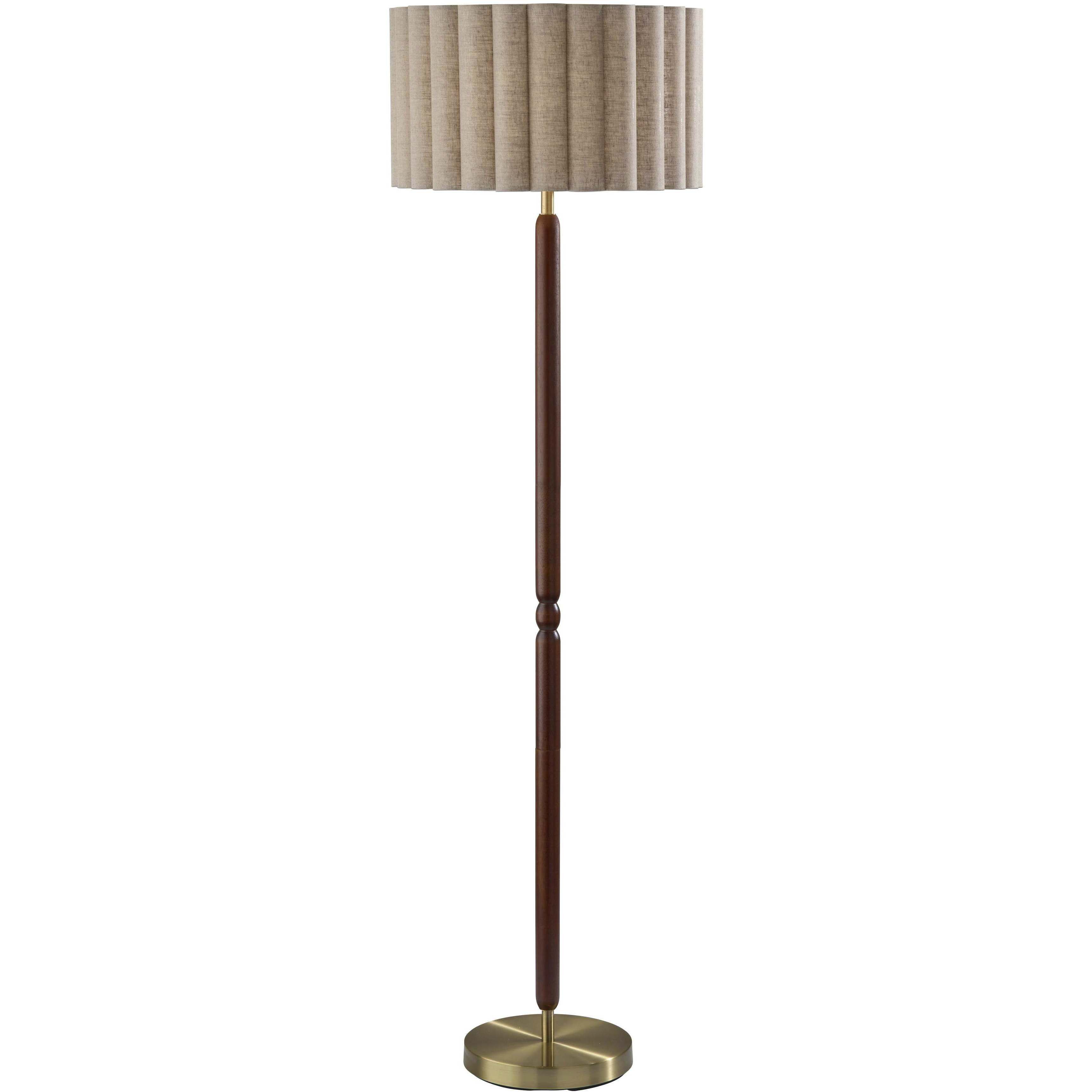 Laine 62.5 inch 100.00 watt Antique Brass Walnut Floor Lamp Portable Light