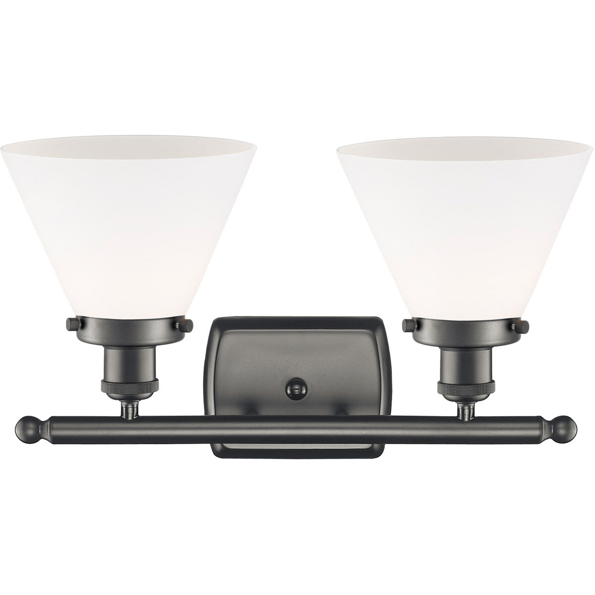 Ballston Large Cone LED 16 inch Oil Rubbed Bronze Bath Vanity Light Wall Light in Matte White Glass, Ballston