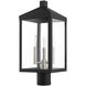 Nyack 3 Light 20 inch Black with Brushed Nickel Cluster Outdoor Post Top Lantern