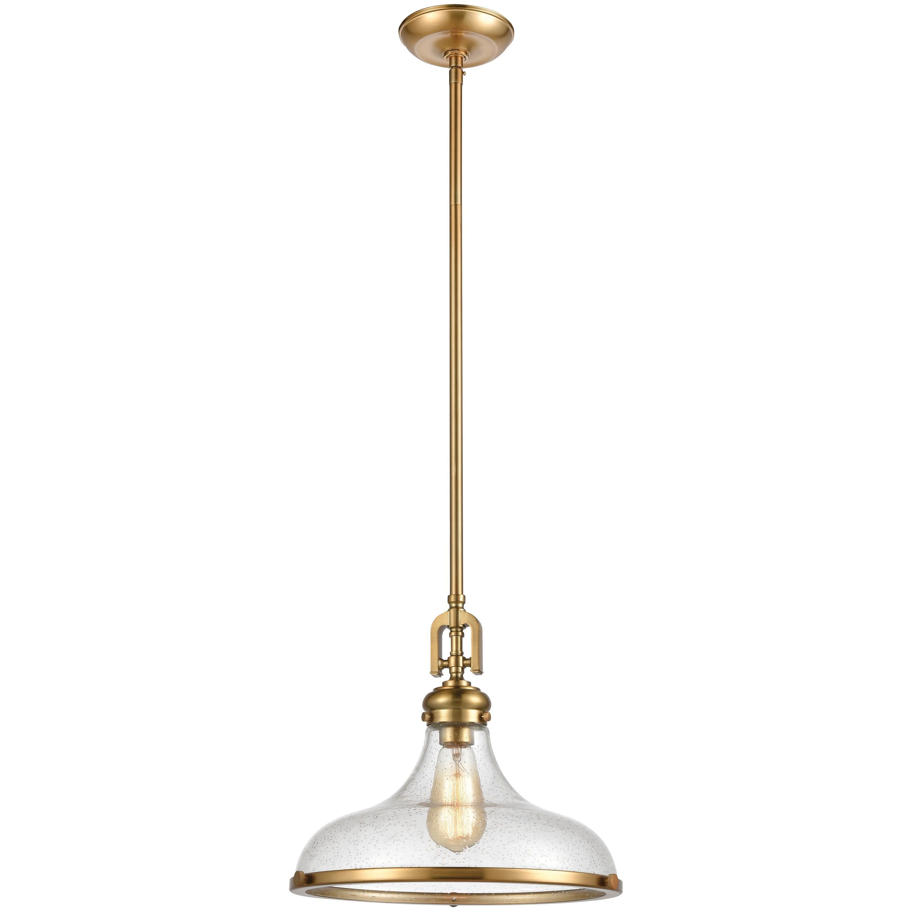 Rutherford 1 Light 15 inch Satin Brass Pendant Ceiling Light
