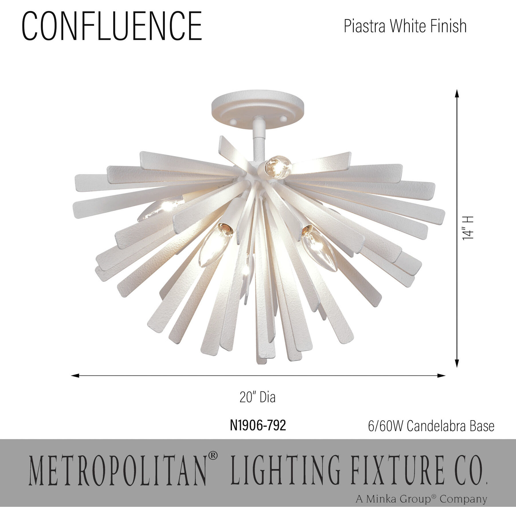 Confluence 6 Light 20 inch Piastra White Flush Mount Ceiling Light