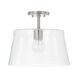 Baker 1 Light 14.25 inch Brushed Nickel Pendant Ceiling Light, Convertible Dual Mount