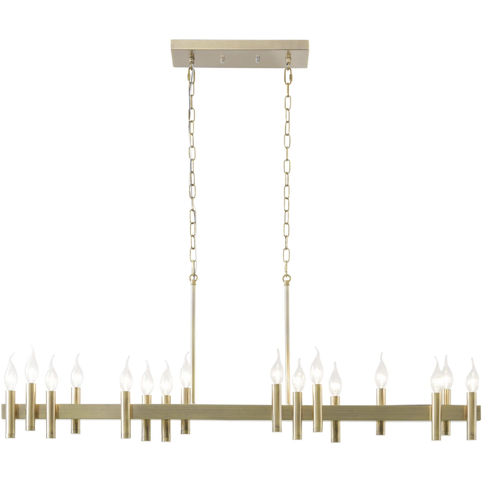 Collette 16 Light 48 inch Antique Brass Linear Pendant Ceiling Light in Brushed Brass