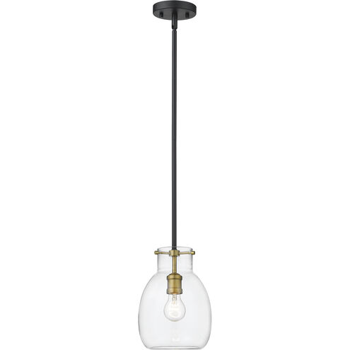 Bella 1 Light 8 inch Matte Black and Olde Brass Pendant Ceiling Light
