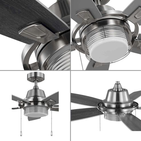 Freestone 52 inch Brushed Nickel with Silver/Grey Weathered Wood Blades Ceiling Fan
