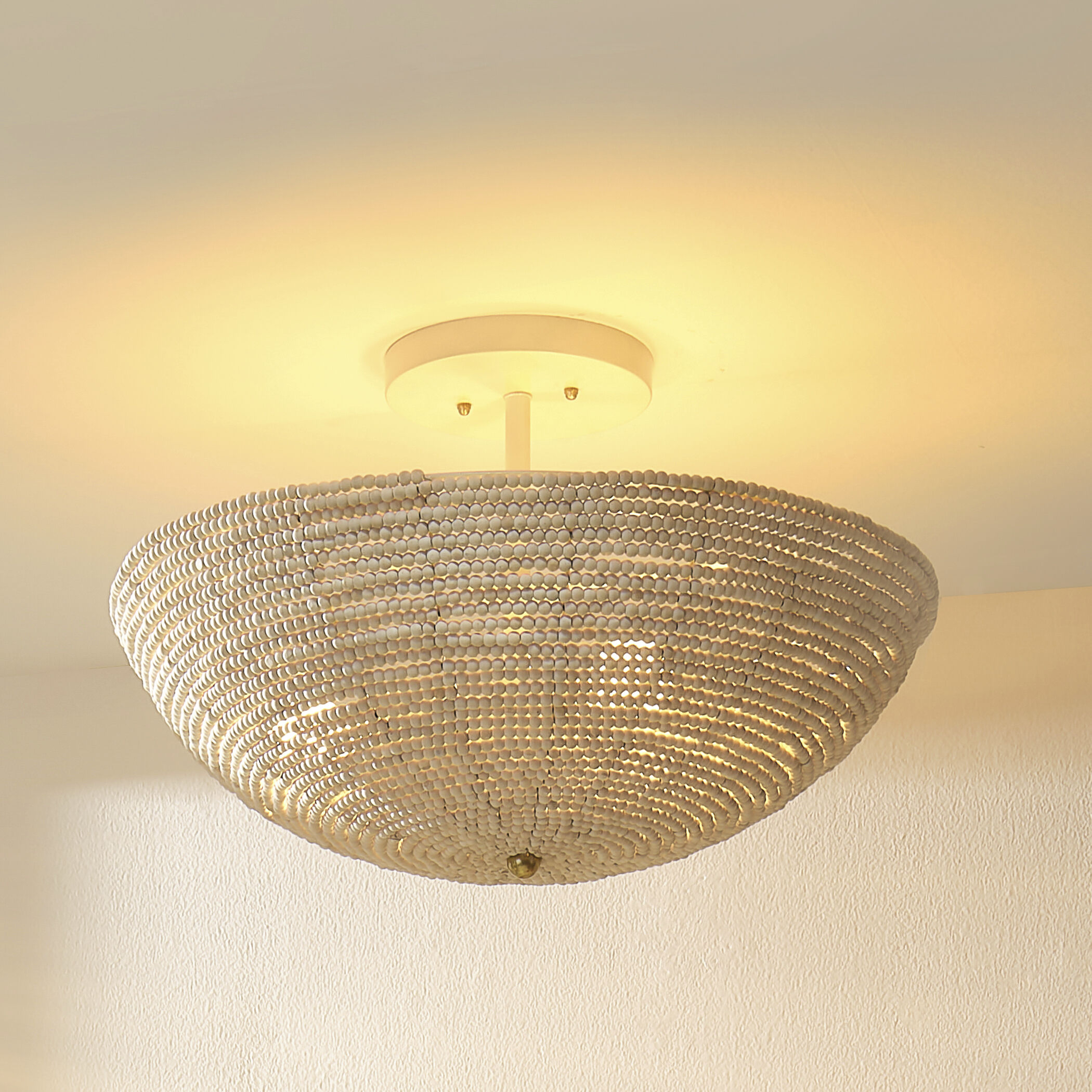 Tsunami 3 Light 24 inch Natural Cream Semi Flush Mount Ceiling Light