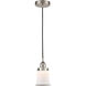 Edison Canton LED 6 inch Brushed Satin Nickel Mini Pendant Ceiling Light in Matte White Glass