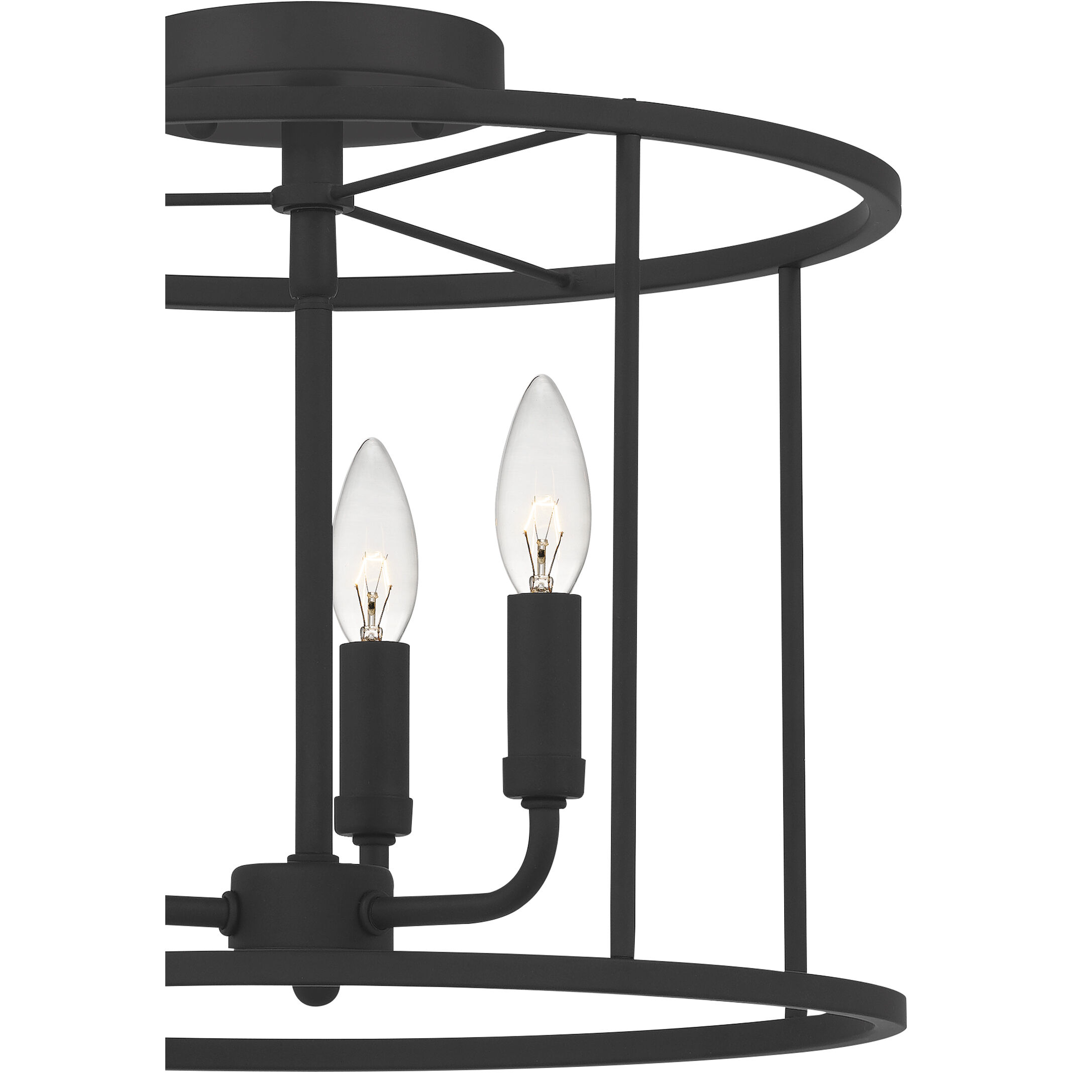 Abner 3 Light 14 inch Matte Black Semi-Flush Mount Ceiling Light