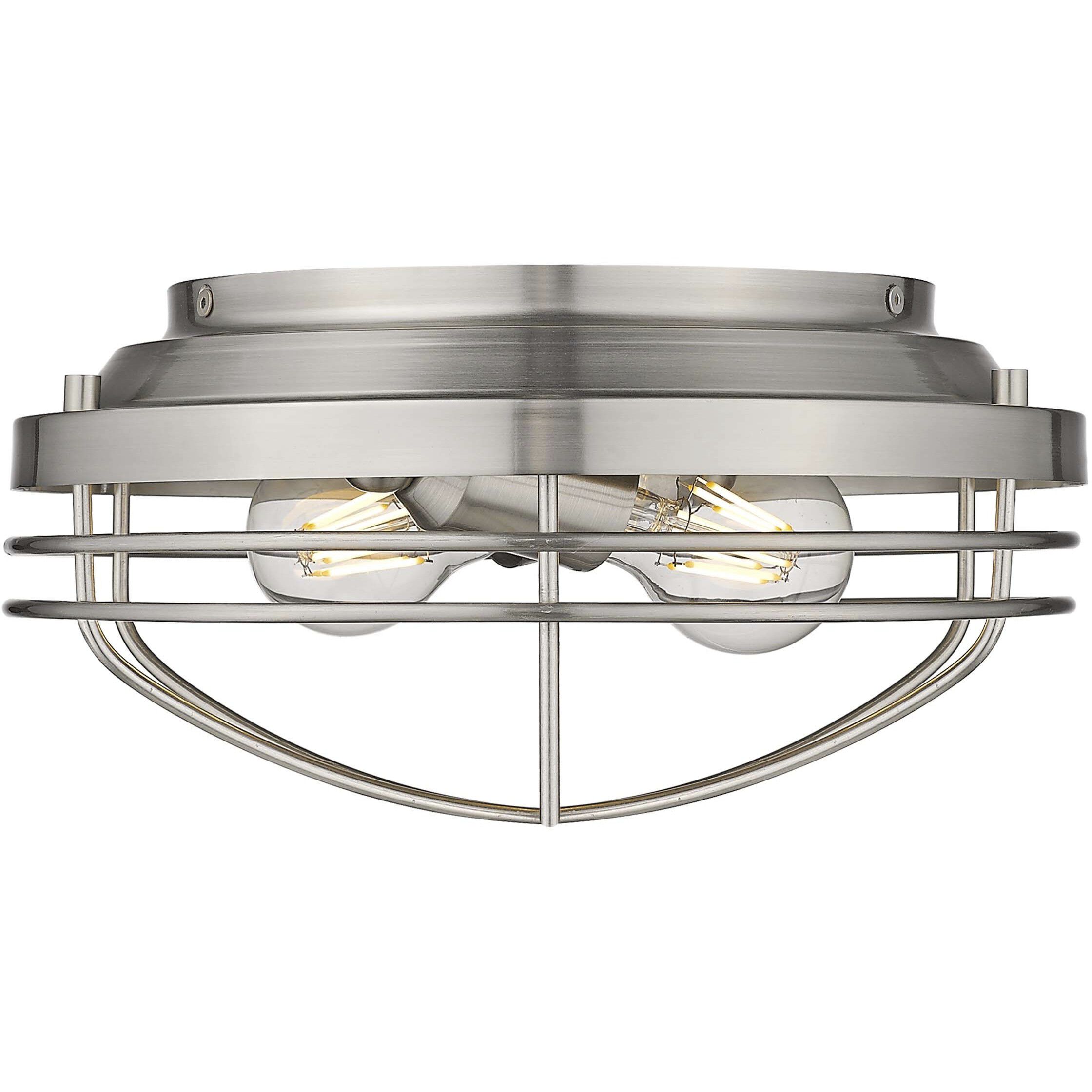 Seaport 2 Light 12 inch Pewter Flush Mount Ceiling Light, Damp