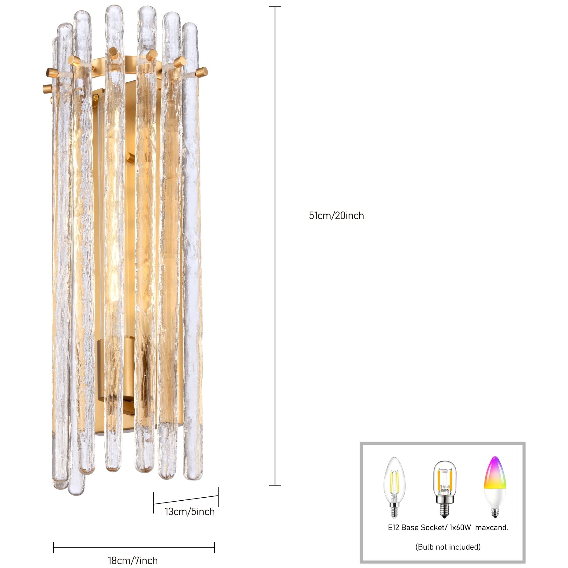 Icicles 1 Light 4.75 inch Satin Brass Sconce Wall Light