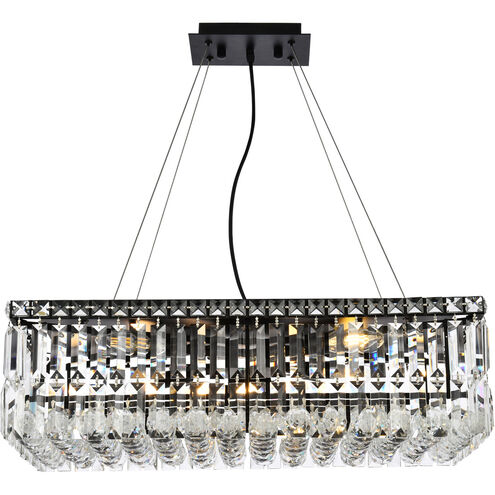 Maxime 6 Light 24 inch Black and Clear Linear Chandelier Ceiling Light in Royal Cut