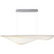 Manta Linear Pendant Ceiling Light in Polished Chrome, Clear Ribbed