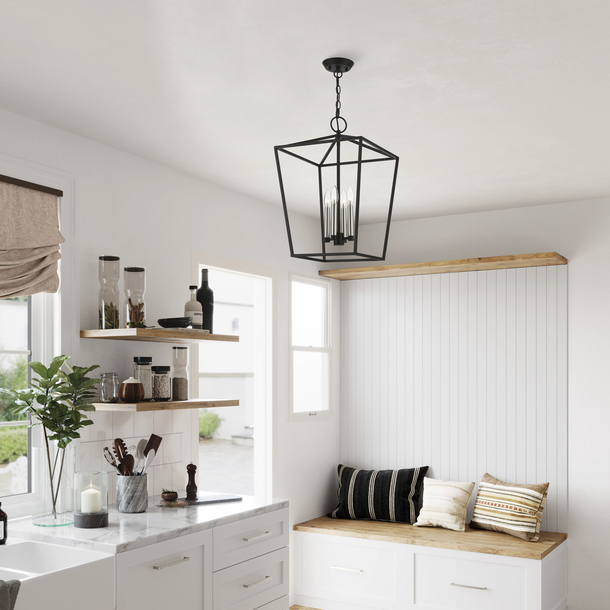 Devone 4 Light 15 inch Black with Brushed Nickel Accents Chandelier Ceiling Light